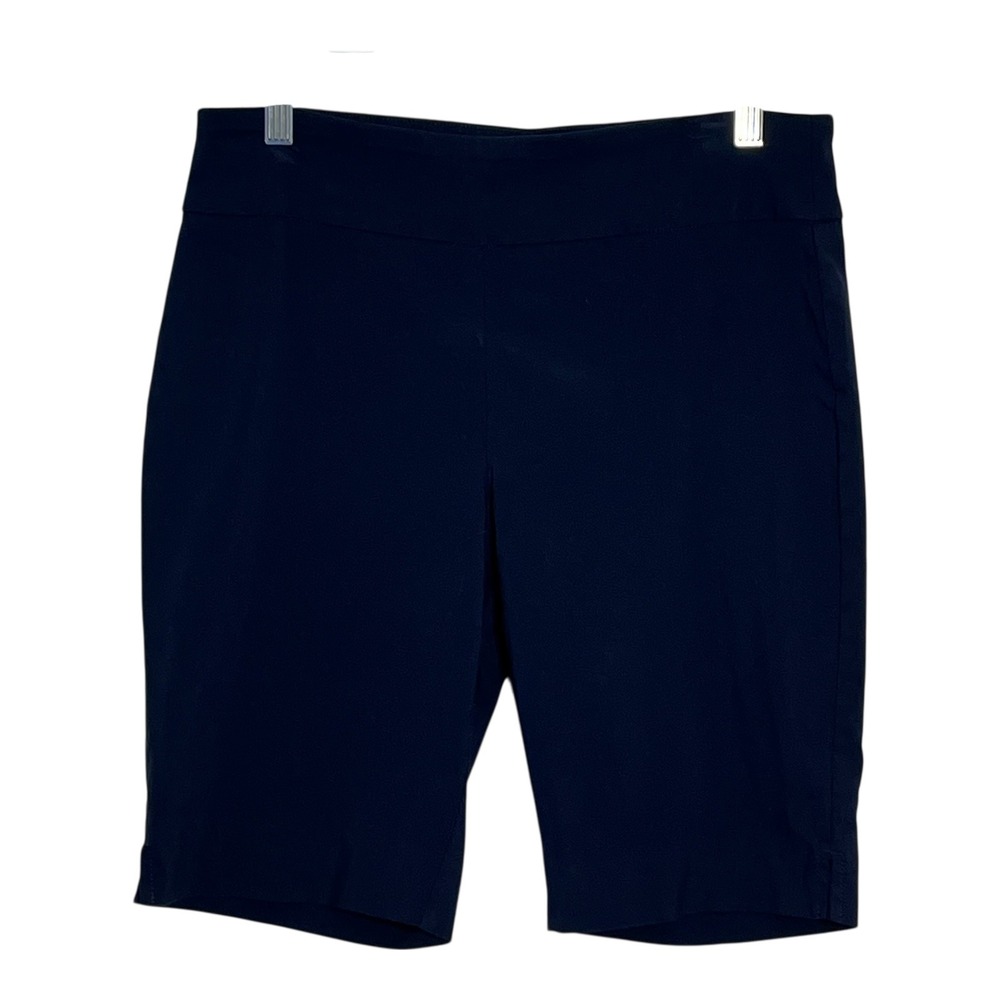 Ruby Rd‎ Petite Navy Blue Pull On Bermuda Shorts Stretch Size 10P 47307 RP